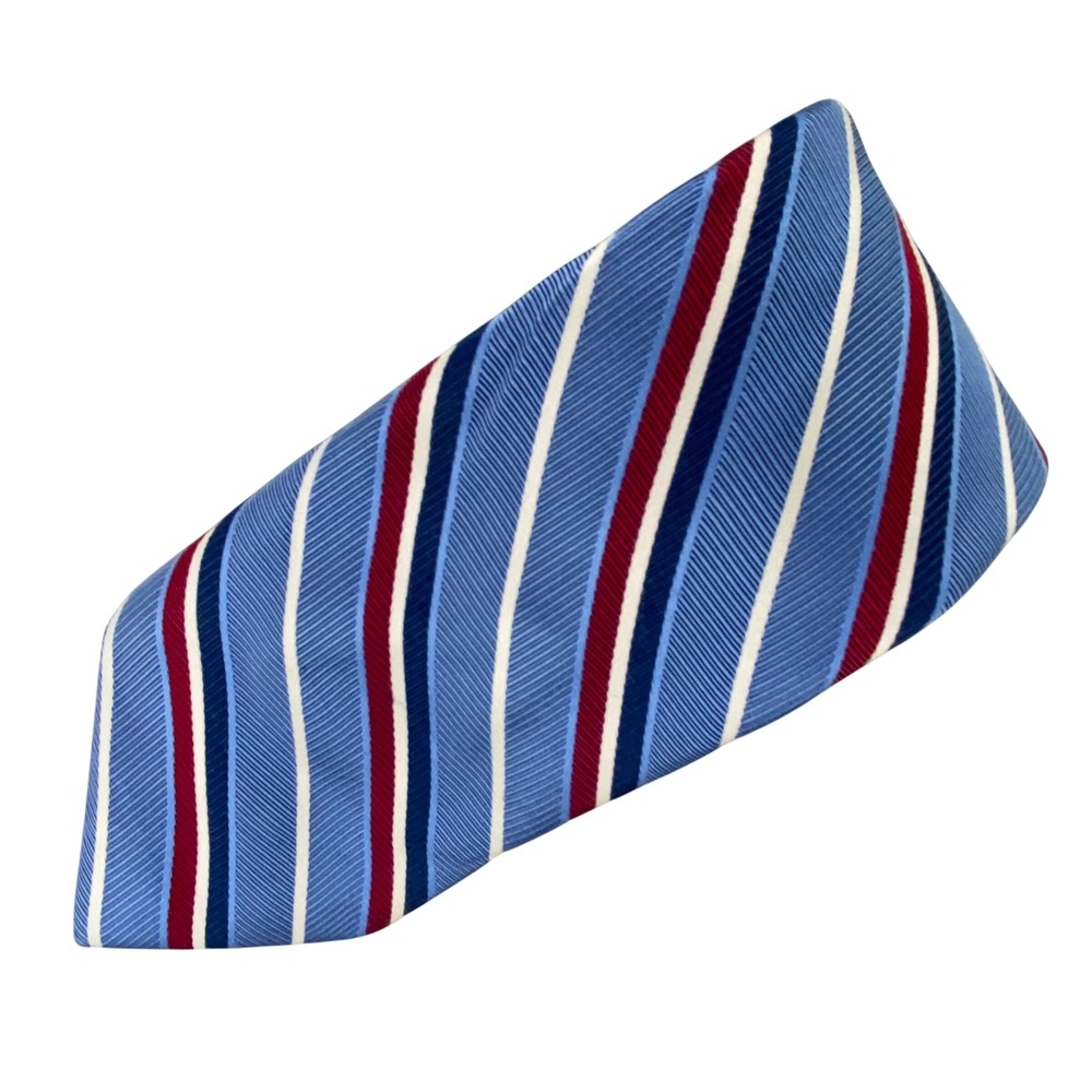 Jos A Bank Signature Collection Tie Mens Blue Red White Striped Silk Preppy 58x3